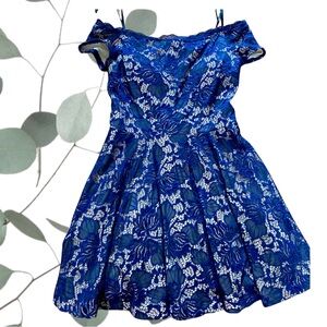 Navy blue lace dress - off the shoulder, A-line. New w/o tag.